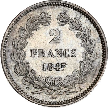 null LOUIS-PHILIPPE (1830-1848) 2 francs tête laurée. 1847. Paris.
Sa tête laurée...