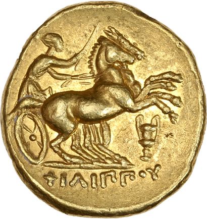 null ROYAUME de MACÉDOINE, Philippe II (359-336 av. J.-C.)
Statère d'or. Amphipolis....