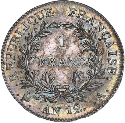 null CONSULAT (1799-1804) 1 franc Bonaparte, Premier Consul. An 12. Paris.
Sa tête...