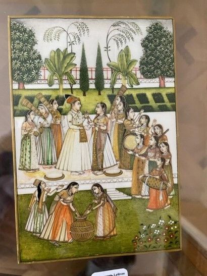 null Miniature persanes, "Scène de palais".

14 x10cm.
