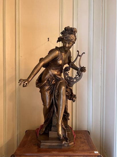 null Albert Ernest CARRIER-BELLEUSE (1824-1887). "Mélodie", bronze à patine dorée,...