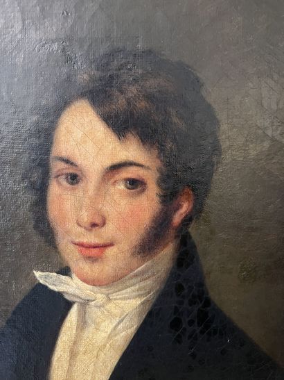 null Ecole française du XIXème siècle :

"Portrait de jeune homme en cravate blanche".

Huile...