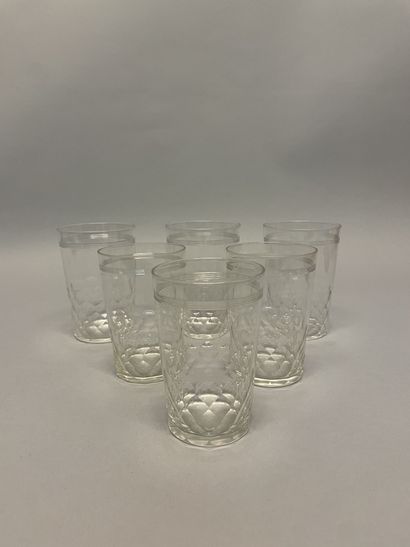 null Service de verres à facettes en cristal, forme gobelet, comprenant : dix verres...