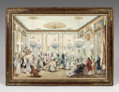  Henri Auguste de MONTPEZAT (1817-1859) 
Le bal paré 
Aquarelle, signé en bas à gauche....