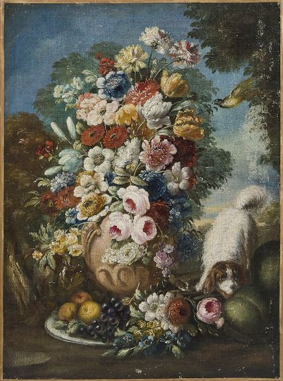null École italienne, dans le goût du XVIIIe siècle

Bouquets de fleurs

Deux huiles...
