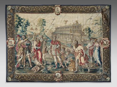 null 
Tapestry in wool and silk of the hanging of the Seven Wonders of the Ancient...