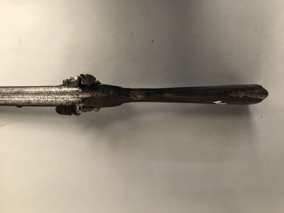 null Double flintlock shotgun. 

In the state (pitting, one hammer changed). Circa...