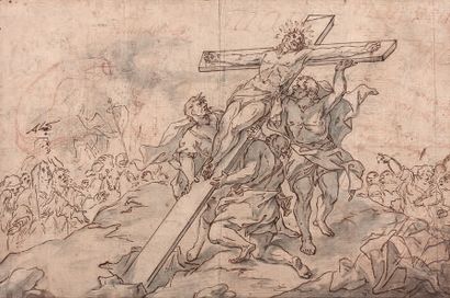 Ecole italienne du XVIIe siècle L'élévation de la Croix
Plume, encre brune, lavis...