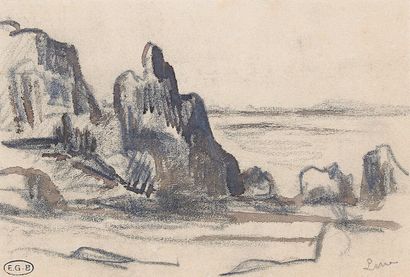 null Maximilien LUCE (1858-1941) 

Brittany, "Kermouster", the Rocks

Black pencil...