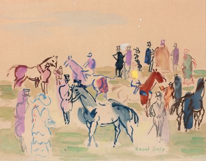 null Raoul DUFY (1877-1953)

On the lawn

Watercolor gouache, signed lower middle.

41...