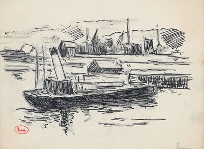 Maximilien LUCE (1858-1941) 

Honfleur, barge...