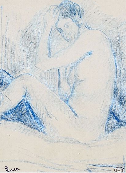 Maximilien LUCE (1858-1941) 
Femme nue assise...