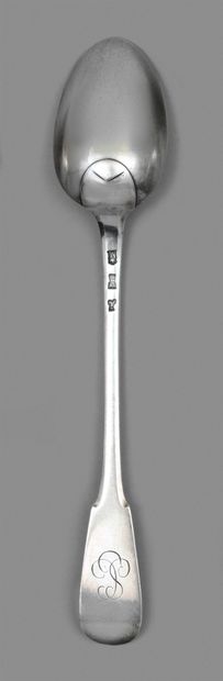 null Pair of stewing spoons, uniplat model, monogrammed.
Valognes, 1767-1770 (letter...