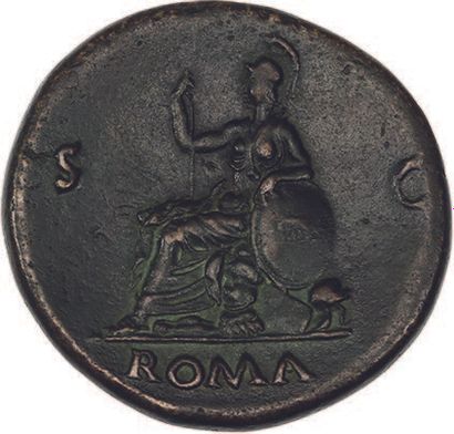 null NÉRON (54-68)
Sesterce. Rome (67).
Sa tête laurée à droite avec l'égide.
R/...