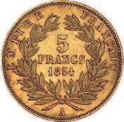 null SECOND EMPIRE (1832-1870) 5 francs gold, small module. 1854. Paris. Smooth edge.
G....