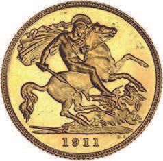 null GREAT BRITAIN: George V (1910-1936)
Half sovereign. 1911 (3??764 copies).
Fr....