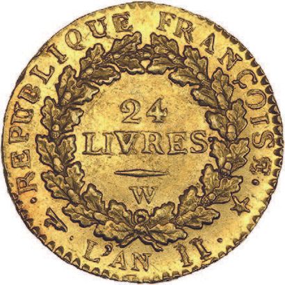 null CONVENTION (1792-1795) 24 livres or. 1793. Lille (3?224 ex.).
G. 62.
Brillant...
