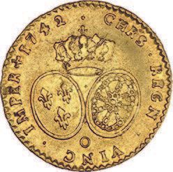 null LOUIS XV (1715-1774)
Demi louis d'or au bandeau. 1742. Riom (1?495 ex.).
D....