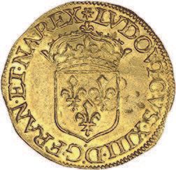 LOUIS XIII (1610-1643) Demi écu d'or au soleil,...