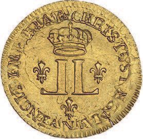 null LOUIS XV (1715-1774)
Demi louis d'or aux deux L. 1721. Montpellier. réf.
D....