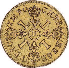 null LOUIS XIV (1643-1715)
Demi louis d'or aux quatre L. 1693. La Rochelle. Réf.
D....