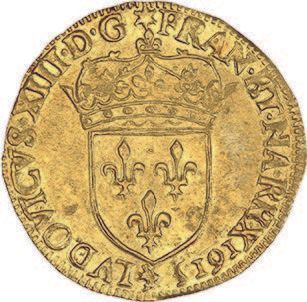 null LOUIS XIII (1610-1643)
Golden shield with sun, 1st type. 1615. Paris.
D. 12...