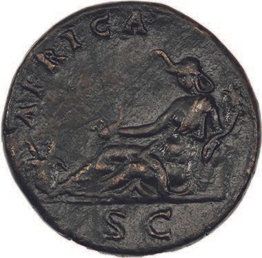  HADRIEN (117-138) Sesterce. Rome (136). Son buste lauré et drapé à droite. R/ L'Afrique...