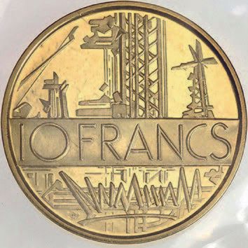 null CINQUIÈME RÉPUBLIQUE 10 francs, type Mathieu. Piéfort en or. 1974. 38,9 g.
250...