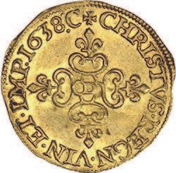 null LOUIS XIII (1610-1643)
Demi écu d'or au soleil, 1er type. 1638. Lyon.
D. 1283.
Rare....