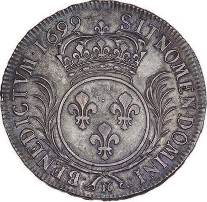 null LOUIS XIV (1643-1715)
Écu aux palmes. 1699. Bordeaux. Flan neuf.
D. 1520.
TTB...