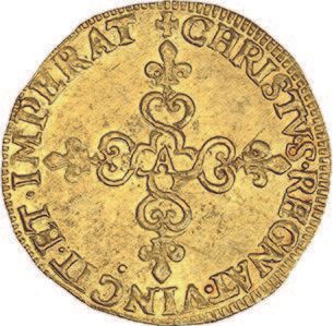 null LOUIS XIII (1610-1643)
Golden shield with sun, 1st type. 1615. Paris.
D. 12...