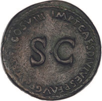  VESPASIEN (69-79) Sesterce. Rome (80). Frappé sous Titus. Vespasien assis sur un...