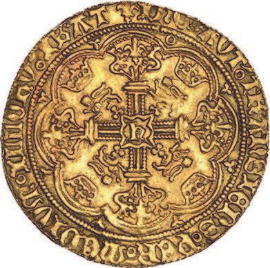 null ANGLETERRE : Henri VI (1422-1461)
Noble d'or. 6,15 g.
Fr. 112.
Traces de monture...