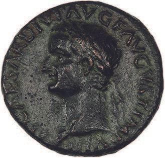 null TIBER (14-37)
As. Rome (34).
His head naked on the left.
R/ Winged caduceus.
C....