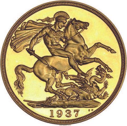 null GREAT BRITAIN: George VI (1936-1952) 2 pounds gold. 1937.
Fr. 410.
Slightly...