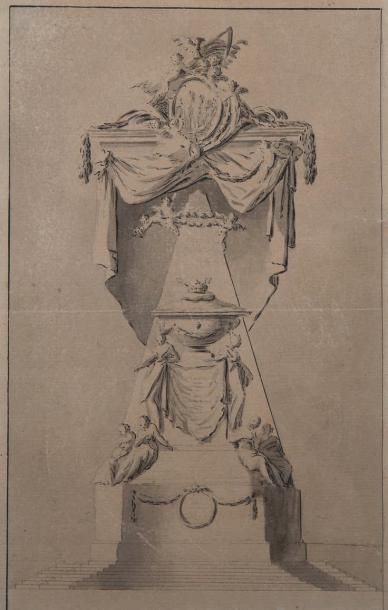 Attribué à Marie Joseph PEYRE (Paris 1730-Paris 1788) Projet pour un tombeau Pierre...