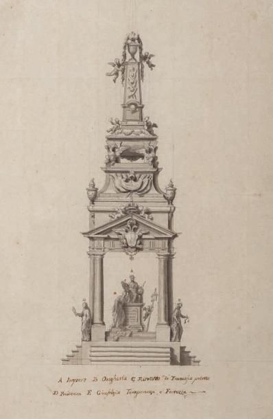 Mauro TESI (Montalban près Modène 1730-Bologne 1766) Projet de catafalque érigé en...