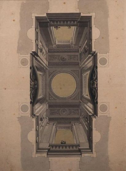 Atelier de Carl Gotthard LANGHANS, Berlin vers 1780 Projet pour un plafond Plume,...