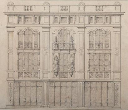 H. C. STELLING (Actif au XIXe siècle) Élévation d'une façade Plume, encre. x. Annoté:...