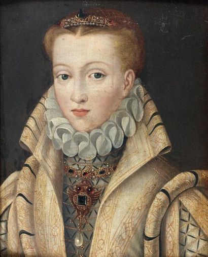 ÉCOLE FLAMANDE de la fin du XVIe siècle Portrait d'Anne d'Autriche (1549-1580), fille...