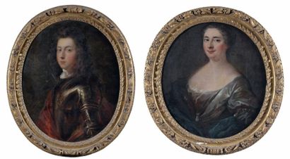 Atelier de François de TROY (Toulouse, 1645 - Paris, 1730) Portraits de deux membres...