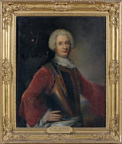 École Française du XVIIIe siècle Portrait du comte de Baudoin, brigadier des armées...
