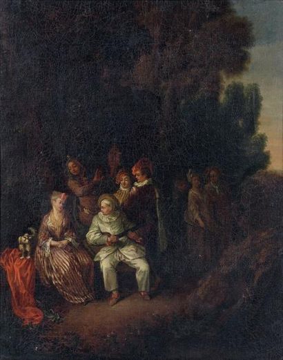 École Française du XVIIIe siècle La Sérénade Italienne, d'après Antoine Watteau....