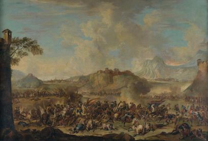 Attribué à Francesco SIMONINI(Parme, 1686 - Venise, 1753) Scène de bataille dans...