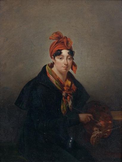 Antoinette-Cécile-Hortense HAUDEBOU RTLES COT (Paris, 1784 - Paris, 1845) Autoportrait...