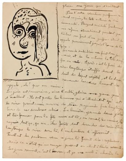 CHAISSAC (Gaston) Manuscrit autographe signé intitulé «Gloire aux yeux qui s'éveillent»,...