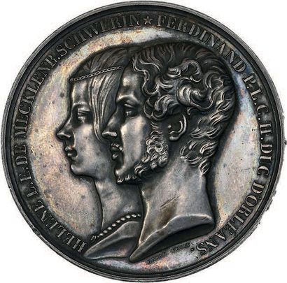 null 1837 (30 mai)
Mariage du Duc d'Orléans.
Argent. 51 mm
Collignon 1124.