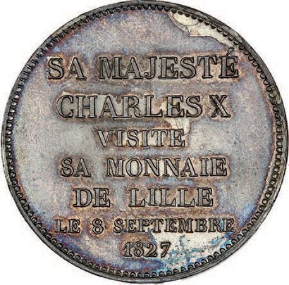 null 1827 (8 septembre)
Module de 5 francs. Charles X visite la Monnaie de Lille.
Argent....