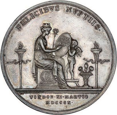 null 1810
Mariage de Napoléon et de Marie Louise. Mariage à Vienne.
Argent. 48 mm...