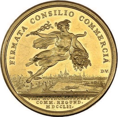 null 1752
Chamber of Commerce of Rouen.
Gold. 41 mm. 76.52 g (M. Duvivier).
Divo...